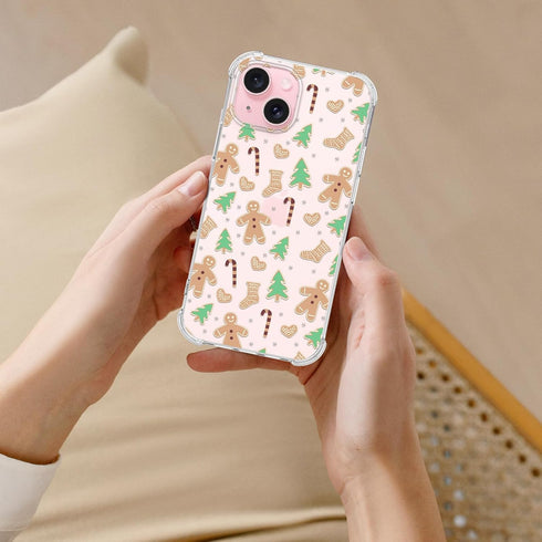 Gingerbread Man Pattern Clear Phone Case for iPhone 15, Soft TPU Slim Shockproof Cover for Boys & Girls, 6.1 Inch