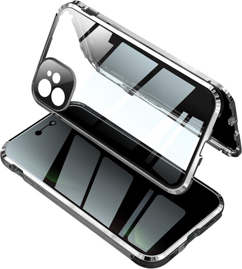Anti-spy Screen Case for iPhone 12 Pro Max, Lock + Magnetic Adsorption Anti-Peeping Metal Frame Protective Cover