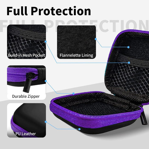 MOLOVA 2Pack Square Earbud Case with Carabiner, Portable EVA Storage Bag for Earphone, Earbud, Earpieces, SD Card