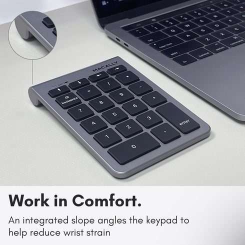 Macally Bluetooth Number Pad for Laptop - Wireless 22 Key Numeric Keypad for Data Entry, Compatible with MacBook, iPad