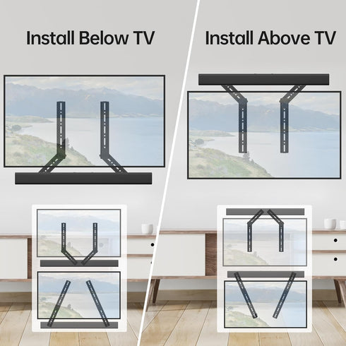 USX MOUNT Soundbar Mount, Flexible TV Mount for Sound Bars up to 16 Lbs, Tool-Free Adjustable for 23-90" TVs