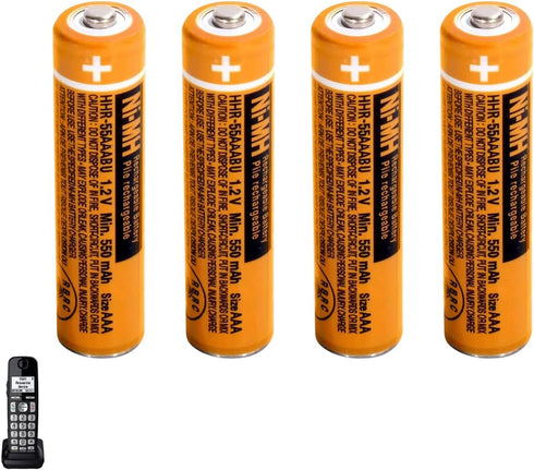 4PCS NI-MH AAA Rechargeable Battery, 1.2V 550mAh for Panasonic Cordless Phone, HHR-55AAABU Replacement