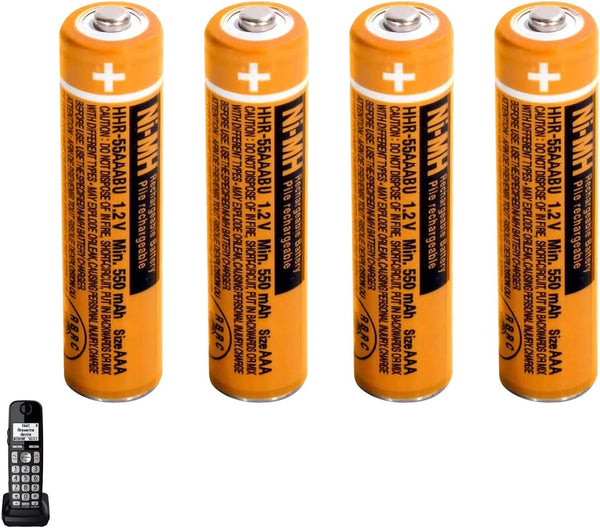 4PCS NI-MH AAA Rechargeable Battery, 1.2V 550mAh for Panasonic Cordless Phone, HHR-55AAABU Replacement