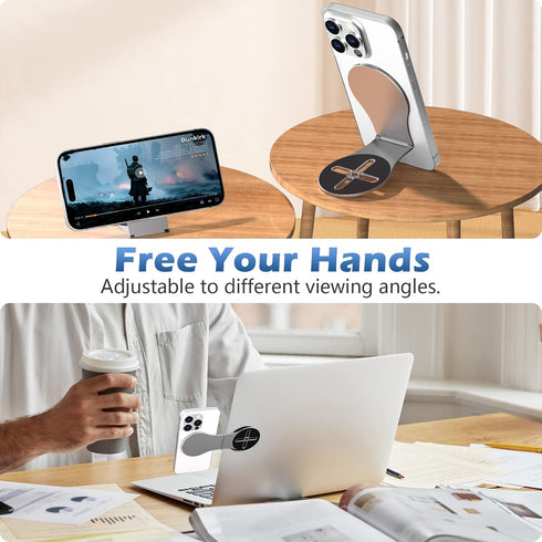 ALAFLY 1/4" Detachable Magnetic Phone Holder for Laptop & Car, Foldable Desk Phone Stand, Adjustable Magnetic Phone