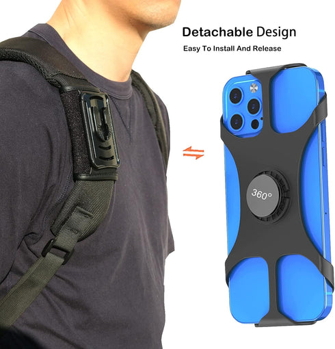 FORZEN Backpack Clamp Mount for Phone, Detachable Backpack Strap Clip for Hiking, Climbing, Outdoor Use