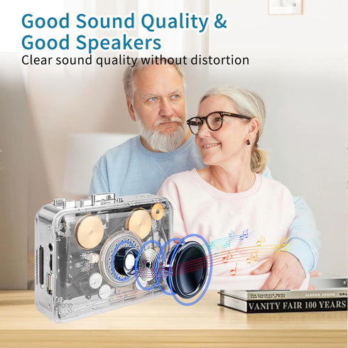 Cassette MP3 Portable Clear Stereo Auto Reverse PlayerConvert Tapes to Format via USB ConverterBuilt-in Cool Copper