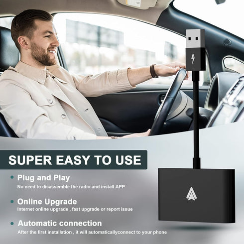 Wireless Android Auto Adapter Dongle, Plug-in via USB, Compatible with Android Phone & Car Factory Wired