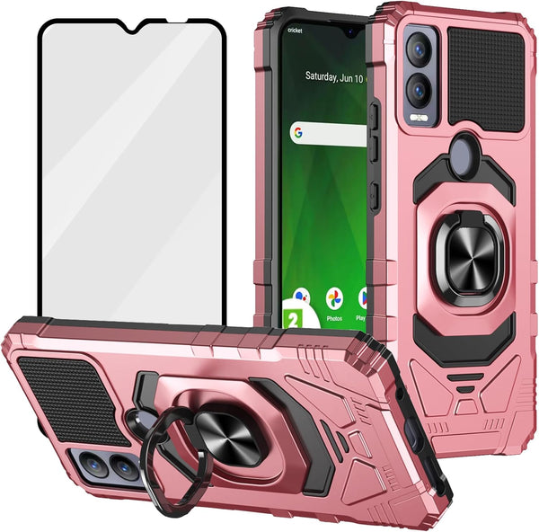 Ailiber Magic 5G Case for Cricket, AT&T Propel 5G with Screen Protector, Heavy Duty Shockproof Cover - Rose Gold
