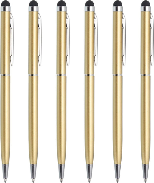 MECCANIXITY 6pcs Metal Stylus Pen 2 in 1 Universal Retractable Ballpoint Pen with Stylus Tips for All Capacitive Touch