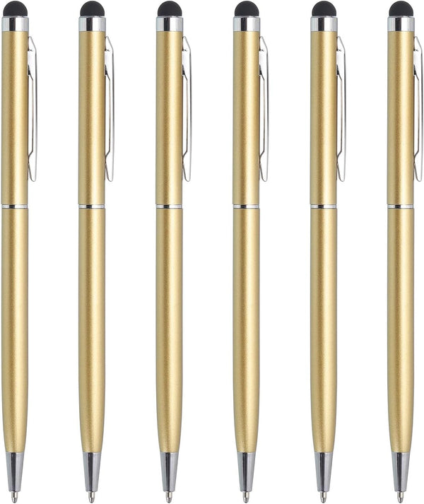 MECCANIXITY 6pcs Metal Stylus Pen 2 in 1 Universal Retractable Ballpoint Pen with Stylus Tips for All Capacitive Touch