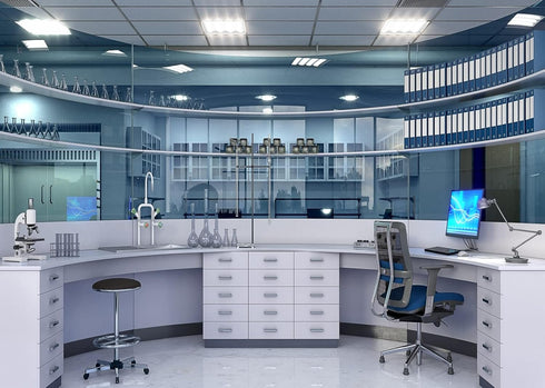 7x5ft Fabric Science Backdrop - Laboratory Room Background for Photography, Lab Equipment Birthday Party Decorations,