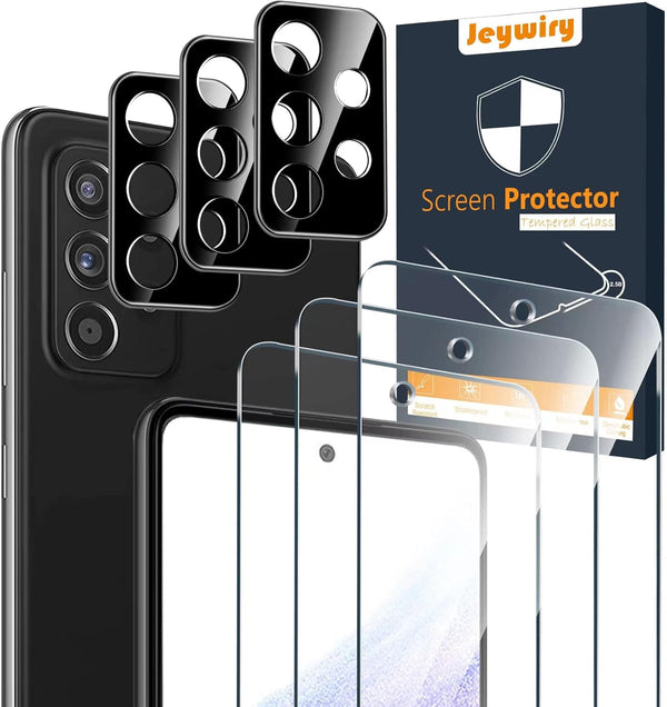 3 Pack Screen Protector for Samsung Galaxy A53 5G with Camera Lens Protector, Ultra HD Tempered Glass, Case Friendly