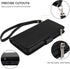 KIHUWEY iPhone 12 Pro Wallet Case Leather Zipper with Card Holder, Kickstand and Protective Lanyard Purse Cover
