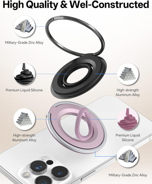 Orivienta 360 17/16/15/14/13 Magnetic Phone Grip for MagSafe Ring Holder, Rotation Phone Grip Stand Finger Kickstand