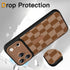 SOKAD 17 for iPhone Pro Case with Finger Strap Kickstand, Cute Checkered Checkerboard Phone Case with Finger Hand