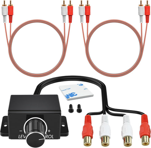 UBANU 3Pcs Universal RCA Level Controller with Audio Cables | Car Audio Bass