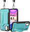 TOOVREN iPhone 11 Wallet Lanyard Case, Protective Cover with PU Leather Card Holder, Adjustable Detachable Strap
