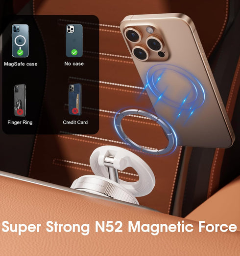 REOKILY 360 16 15 14 13 12 Strong Magnetic Car Phone Holder for MagSafe Ultra Vacuum Suction Cup Phone Mount Cell Phone