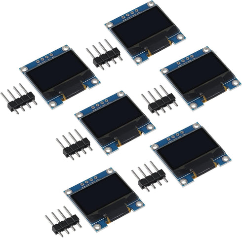 DWEII 6PCS 0.96 inch 12864 128X64 I2C SSD1306 4 OLED LCD Display Board Module IIC Driver Pins for Arduino Raspberry