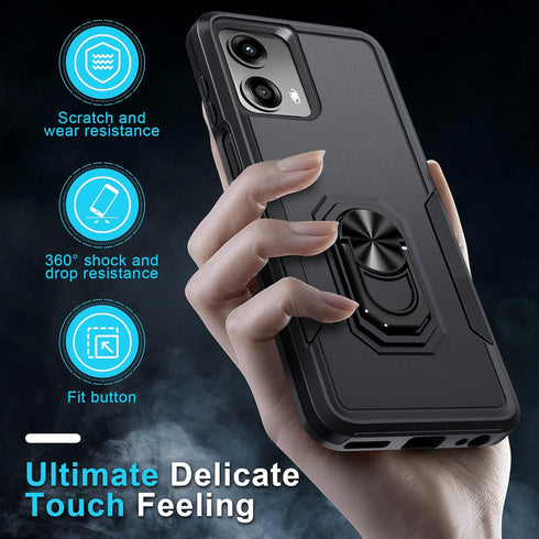 Shop Motorola Moto G 5G 2024 Case, Heavy Duty Shockproof Full Body Cover with Screen Protector & Rotatable Kickstand,