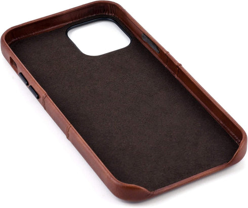 Dockem Wallet Case for iPhone 12 & 12 Pro, Built-in Metal Plate for Magnetic Mounting, 2 Credit Card Holders (Brown)