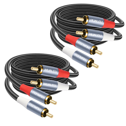 10FT Gold-Plated 2RCA Male to 2RCA Male Aluminum Shell Auxiliary Audio Cord,2