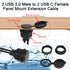 QIANRENON Dual USB C to USB 3.0 Threaded Flush Mount Waterproof Cable Adapter, 2 USB 3.0 Male to 2 USB C Female