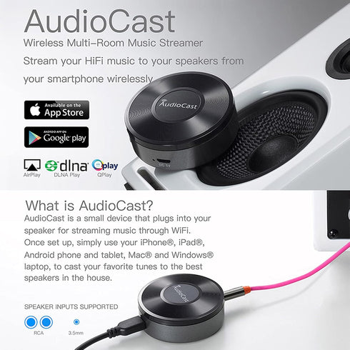 M5 AudioCast HiFi Music Receiver, Airplay DLNA for iOS & Android, Wireless Sound Streamer Multi Room Supported