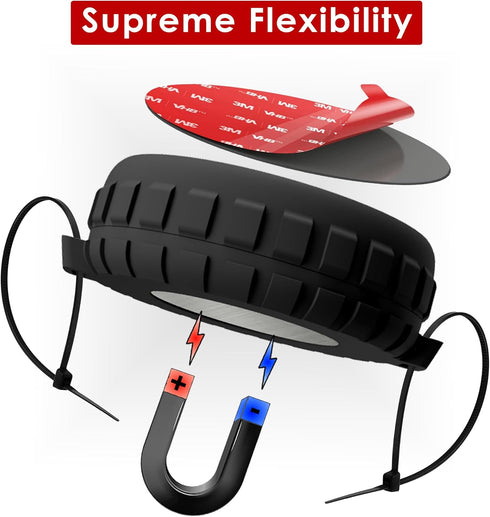 Ultra Strong Case Compatible with Apple AirTag Waterproof, Vibration & Shock Proof, Secure Attach for Hidden Tracking of Car, Bike, Truck, Motorcycle. 4 Designs (Supreme Magnetic, Adhesive & Zip-Tied)