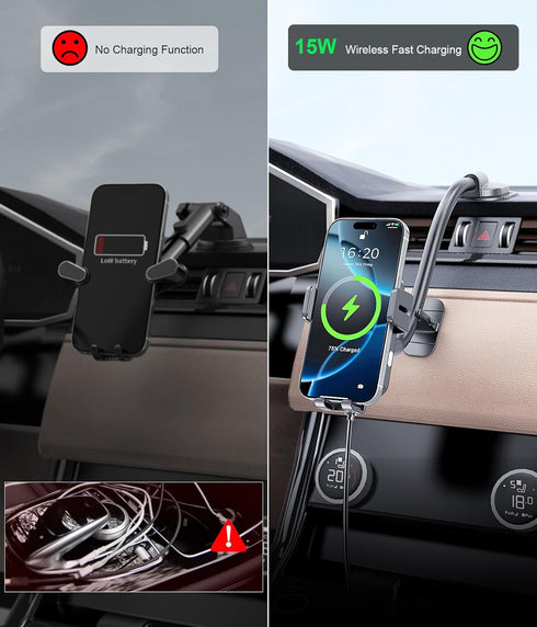 MOKPR 17 16 15 14 13 12, S24 S23 S22, Wireless Car Charger, Adjustable Gooseneck Car Mount Auto-Clamping Car Charger
