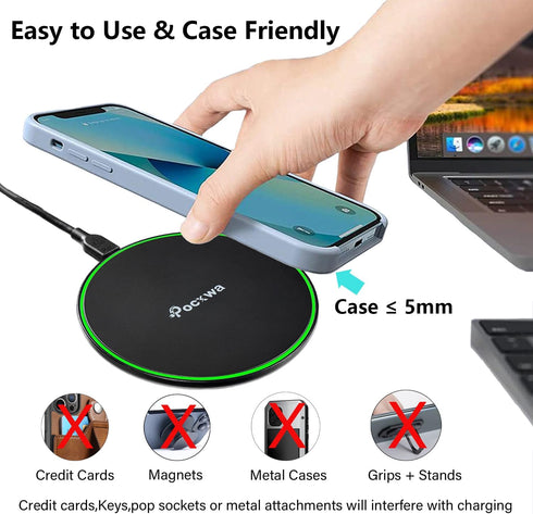 Wireless Charger for Samsung Galaxy S24 Ultra S23 S22 S21 FE, iPhone 15 Pro Max 14 Plus 13 Mini Fast Charging Pad