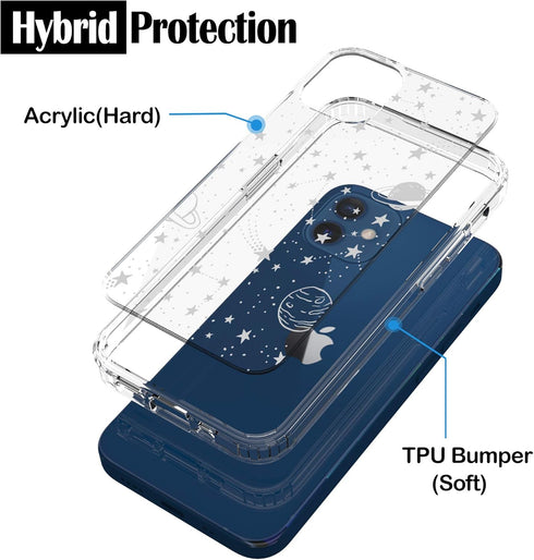 RANZ Compatible with iPhone 12 Mini 5G Case, Anti-Scratch Shockproof Clear Hard PC+ TPU Bumper Cover