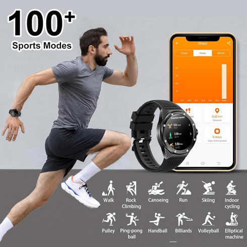 Military Smartwatch for Men, 1.46" Touch Screen Tactical Fitness Tracker with Health Monitoring, 100+ Sport Modes for