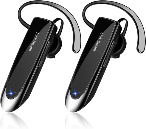 Link Dream Bluetooth Earpiece for Cell Phone - Hands-Free Wireless Headset, 2 Pack, Noise Cancelling