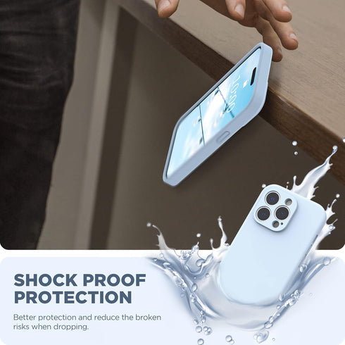 SURPHY iPhone 14 Pro Max Case with Screen Protector, Liquid Silicone Phone Case, Cloud Blue, with Camera Protection