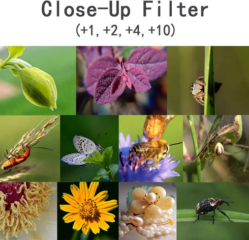 YOFOTIXAUU 67mm 4 (+1 +2 +4 +10) Set, (67mm) Close-Up Lens Filters Kit Pieces Macro Filter Lens Cap & Cleaning Cloth
