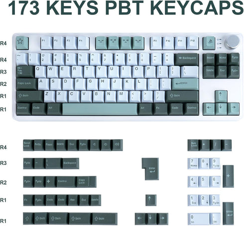 Double Shot Botanical Keycaps 173 Keys - Cherry Profile PBT Custom Keyboard Keycaps Set with 7u Spacebar for Mechanical