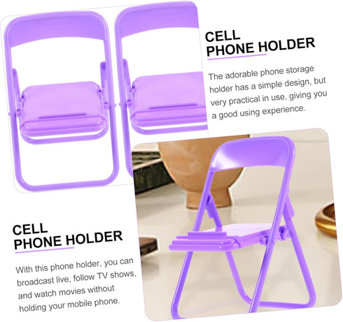 Holibanna 10pcs Adorable Cartoon Folding Chair Phone Stand Portable Smartphone Holder for Desk Office Home Dorm Use