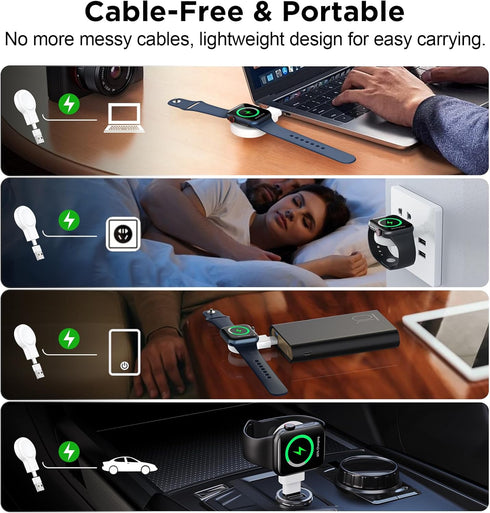 2024 Upgrade Magnetic Portable Charger for Apple Watch, USB C & USB A Fast Wireless Charging for iWatch Series