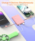 miisso 6000mAh Built-in Cables Power Bank, Travel Charger with USB C Cords, Card Size External Battery Pack, Blossom