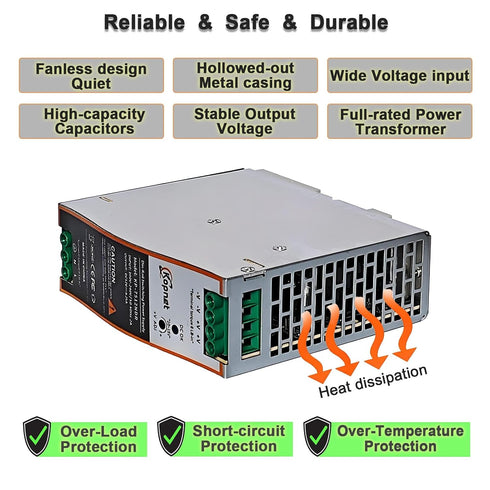 75W 12V 12V 6.25A 100~240V Din Rail Mount Power Supply Output AC-DC Industrial Power Adapter AC Input Din-Rail