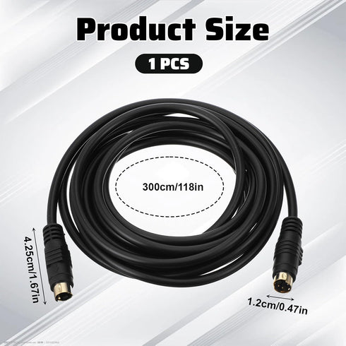 Eldraqth 4 (3meter/10Ft) S-Video Cable Mini Din S-Video Cable pin Connector Male to Male Gold Plated Compatible