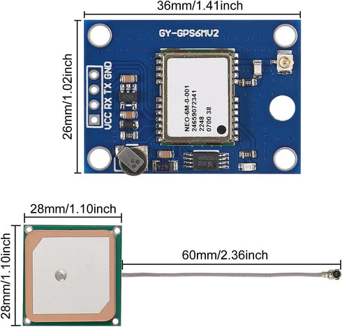 Coliao 6pcs GY-NEO6MV2 NEO-6M 3V-5V 2.5 GPS Flight Controller Module with Super Strong Ceramic Antenna for EEPROM APM