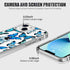 LUHOURI Case for iPhone 13 Mini - Crystal Acrylic Clear with Screen Protector, Slim Fit Floral Blue Butterflies