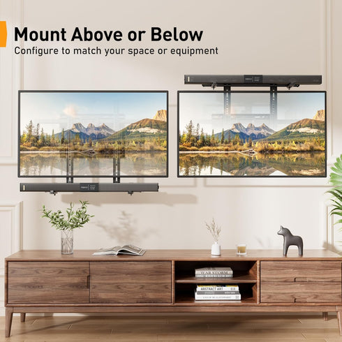 Perlegear Soundbar Mount, Under TV Sound Bar Mount with Holes/Without Holes, Non-Slip Base Holder