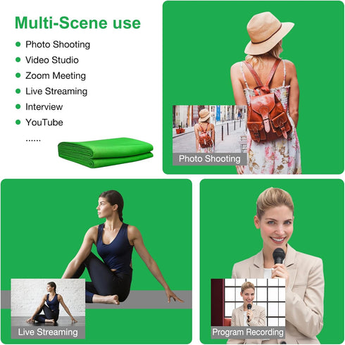 Aimosen 10x10FT Green Screen Backdrop for Photography, Large Background for Zoom Meetings, High Density Polyester
