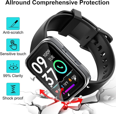 Case Compatible with SKG V9 Pro with Screen Protector, Ultra-Thin Hard PC Bumper with Tempered Glass for SKG V9 1.78"