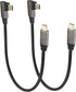 90 Degree USB 3.1 Type C Male Extension Cable 60W & 3A, Right Angled, 0.3M, 2-Pack for Laptop, Tablet & Mobile.