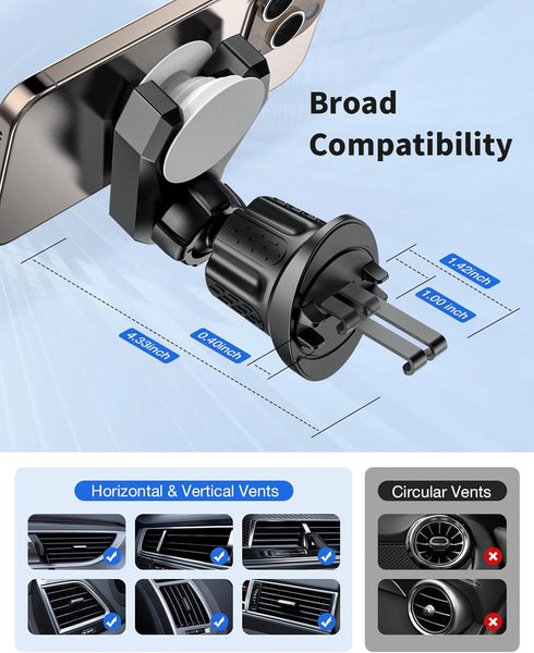 iGoevo 360 Socket Grip Vent Phone Mount Dual Hook Secure Air Vent Holder, Rotation U-Shaped Cradle Compatible