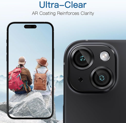 Uniwit [2 Pack 14/14 Plus,9H Camera Lens Protector for iPhone Tempered Glass,Aviation Aluminum Plate Cover,Night
